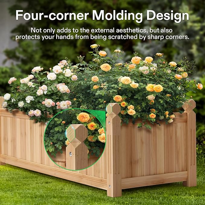 VIVOSUN 3.6 x 1.3Ft Wooden Raised Garden Bed, 43.5 x 16 x 14 Inches, Outdoor - Image 6