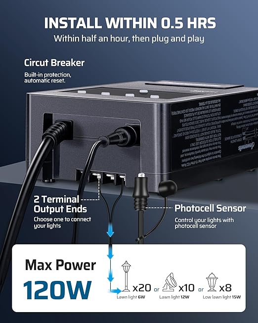 DEWENWILS 120W Low Voltage Landscape Transformer - Image 5