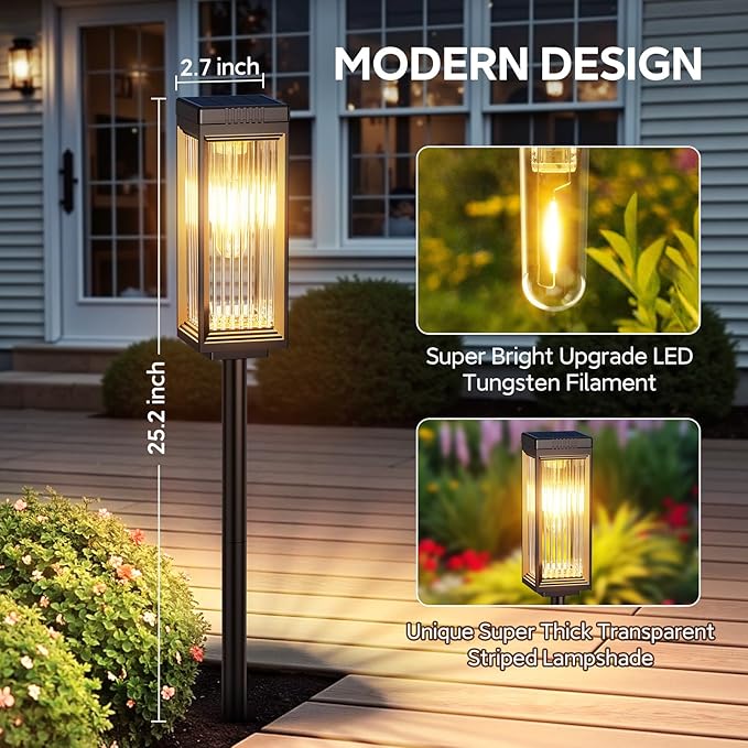 Solar Pathway Lights Outdoor, 6 Pack Upgraded Solar Lights Outdoor Waterproof - Image 2