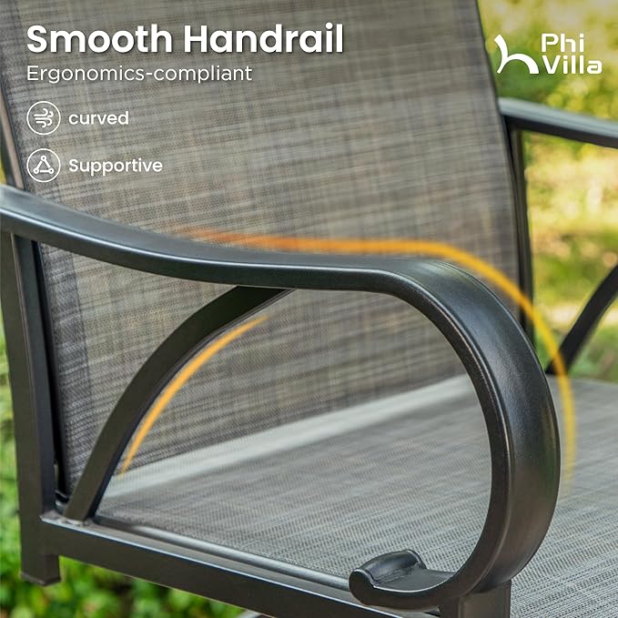PHI VILLA Outdoor Swivel Bar Stools Set of 6, Bar Height Patio Bar Stools & - Image 7