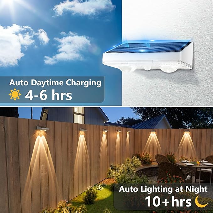 NIORSUN Solar Fence Lights, 12 Pack Solars Deck Light, Warm White Color - Image 3