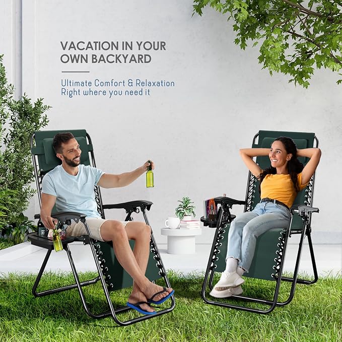 Nestl Zero Gravity Chairs Set of 4, Patio Lounge Chair Outdoor - Image 9