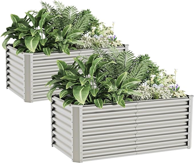 4x2x2ft Raised Garden Bed Kit, Galvanized Planter Garden Boxes Outdoor by kingddeergardenbed