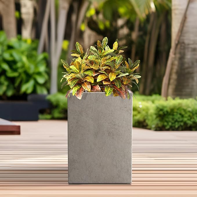 Kante 15.7" H Tall Rectangular Concrete Planters, Outdoor Indoor Lightweight - Image 4