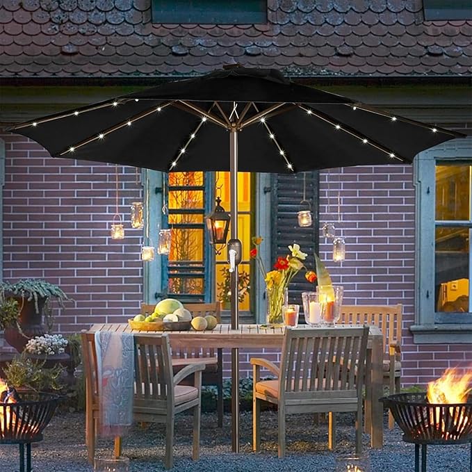 Blissun 9 ft Solar Umbrella, 32 LED Lighted Patio Umbrella, Table Market - Image 7