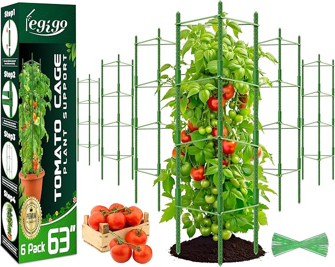 Legigo 6-Pack Tomato Cage for Garden Plant Support- Up to 63inch Garden Stakes by Legigo