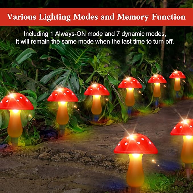 Mushroom Solar Lights Outdoor Waterproof, Whimsical and Cute Solar Mushrooms - Image 3