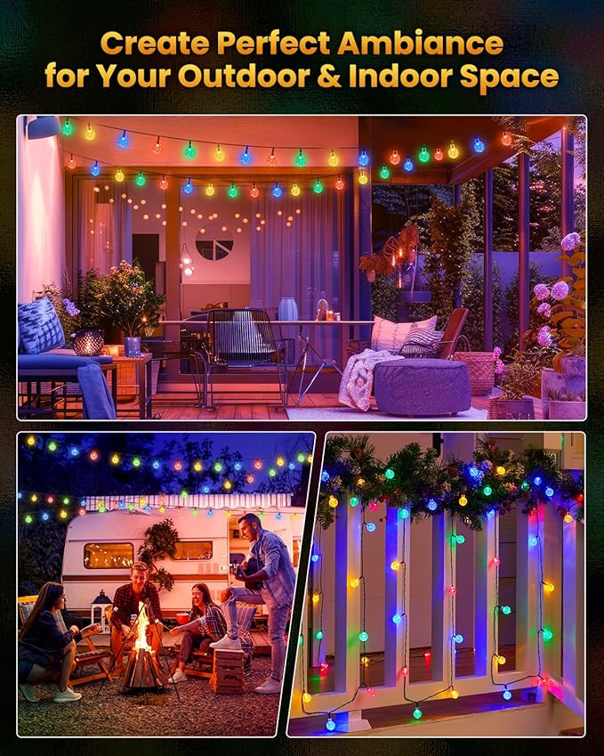 Brightown Solar String Lights Outdoor 60 Led 35.6 Feet Crystal Globe Lights - Image 5