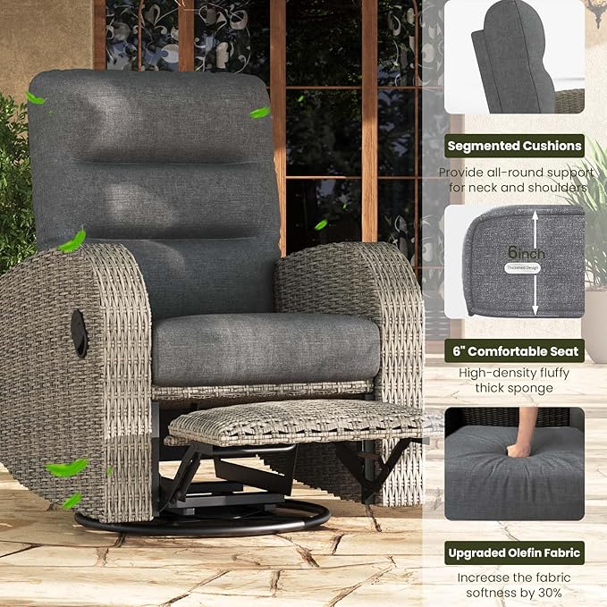 LayinSun Oversized Wicker Outdoor Swivel Glider Recliner - Image 4