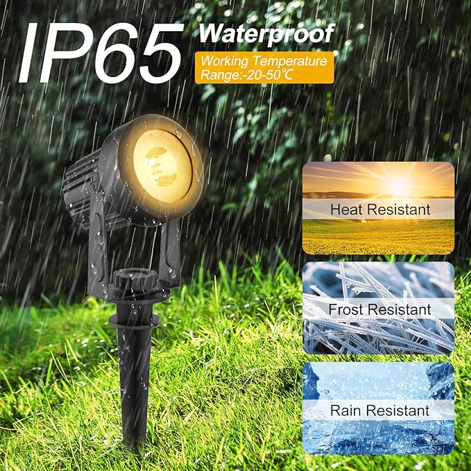 T-SUNUS Solar Spot Lights Christmas 6-in-1 Outdoor Warm White 3000K Landscape - Image 3