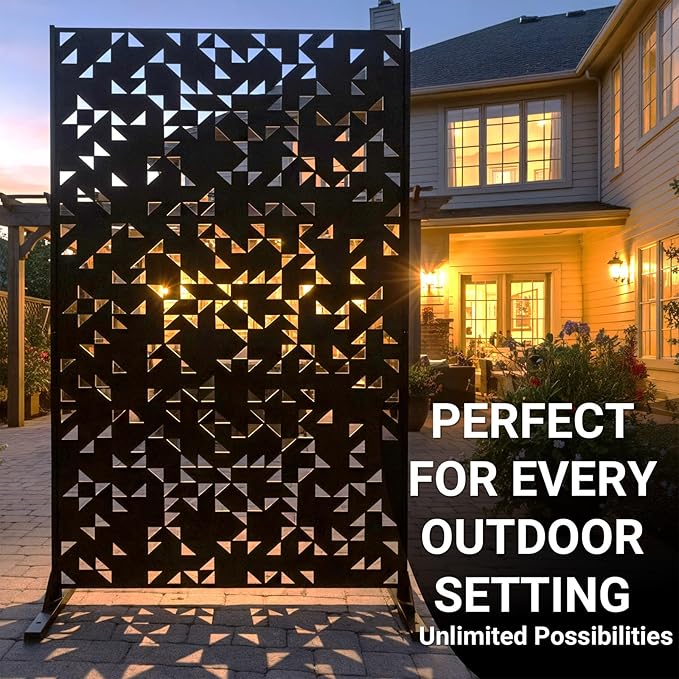 Metal Privacy Screen Outdoor 6FT – Laser-Cut Geometric Mosaic Decorative Steel - Image 5