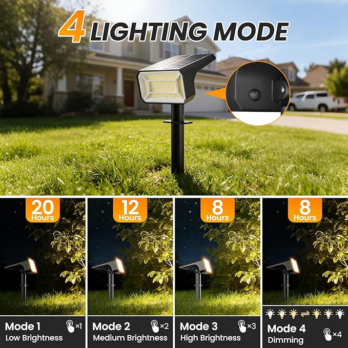 Fabrito 8 Pack Solar Spot Lights Outdoor Waterproof IP67, Dusk to Dawn - Image 3