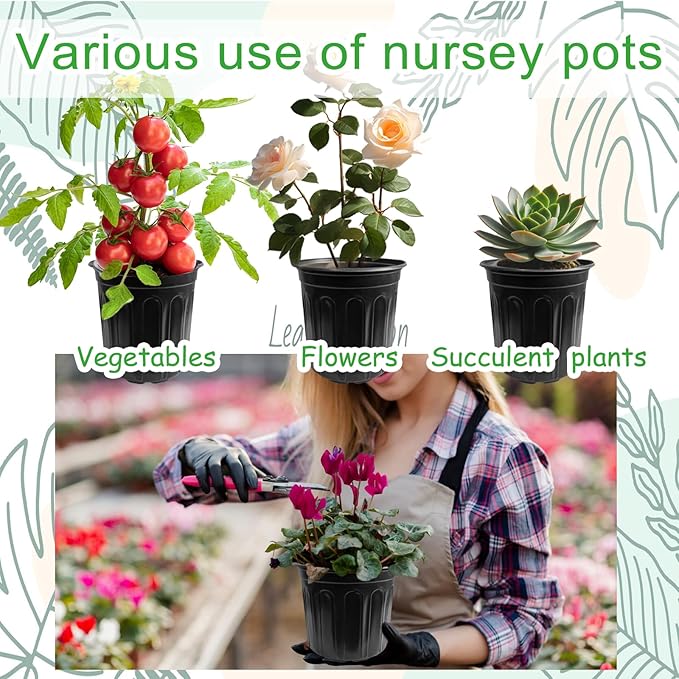 60 Pack 1 Gallon Flexible Plant Nursery Pots, Flower Plant Container, Seedling - Image 6
