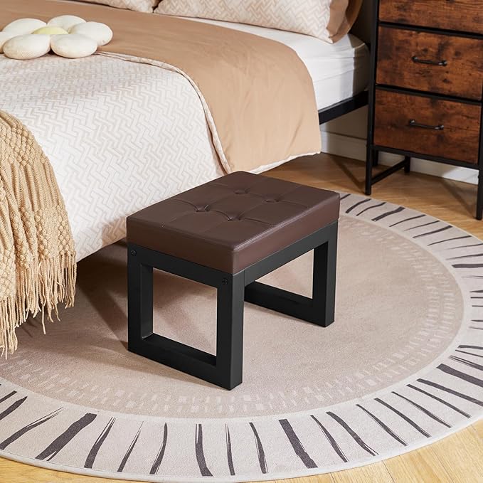IBUYKE 16 Inch Small Foot Stool Ottoman, Rectangle PU Faux Leather Foot Rest - Image 8