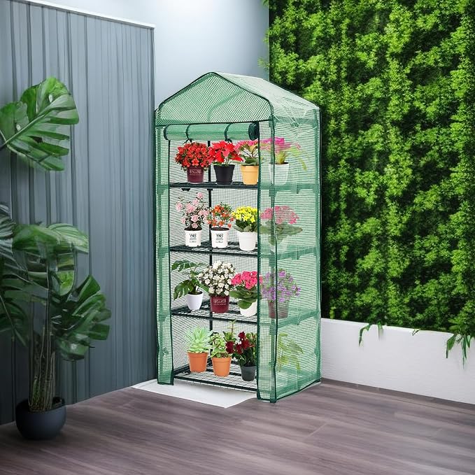Mini Greenhouse for Indoor Outdoor, Plant Green House 4-Tier Rack Stand - Image 8