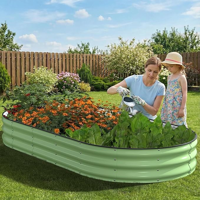 Raised Garden Bed, Oval Metal Planter Box - Image 7