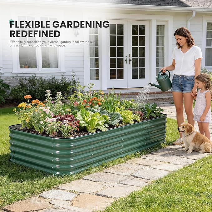 8×3×1.4FT Galvanized Raised Garden Bed Outdoor, Metal Raised Garden Bed Kit - Image 9