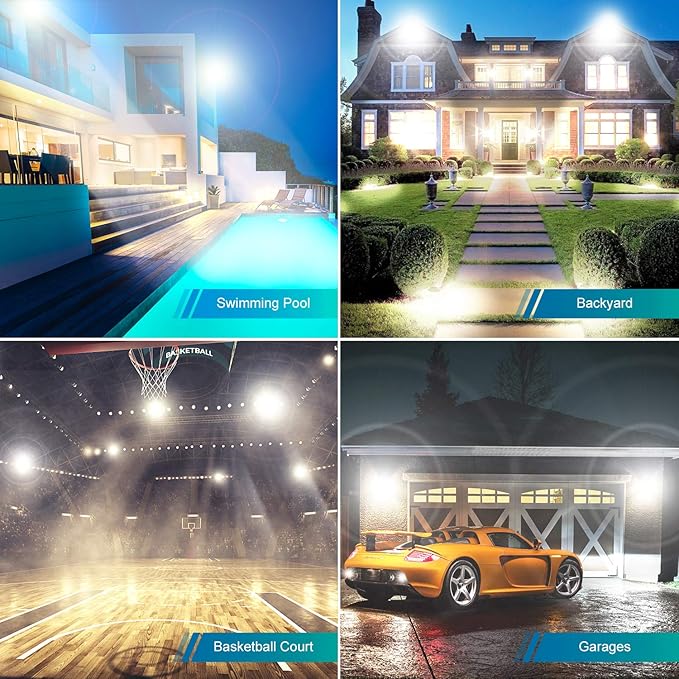 USTELLAR 3 Pack 80W LED Flood Lights Outdoor Hardwired Bright 800W Equiv. - Image 6