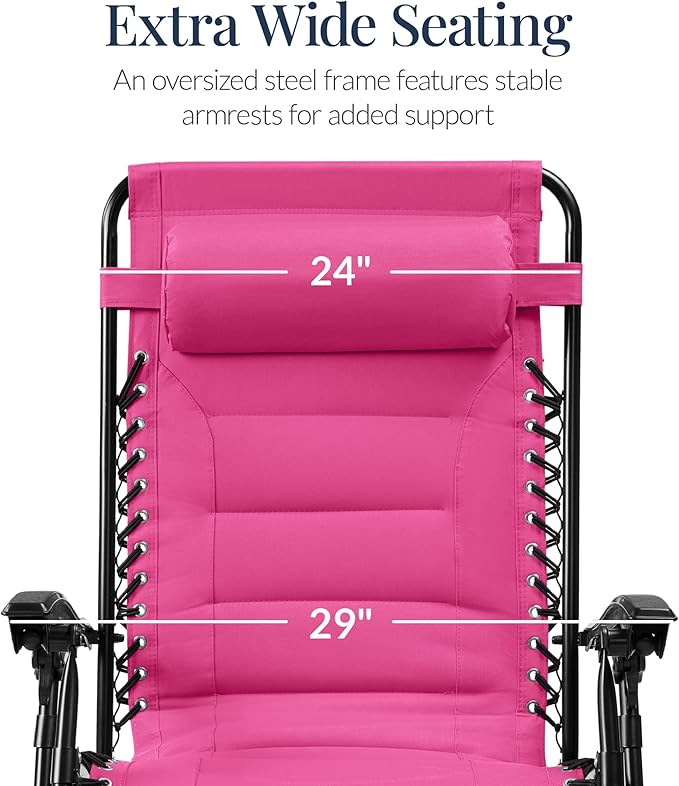 Best Choice Products Oversized Padded Zero Gravity Chair, Folding Outdoor Patio - Image 3