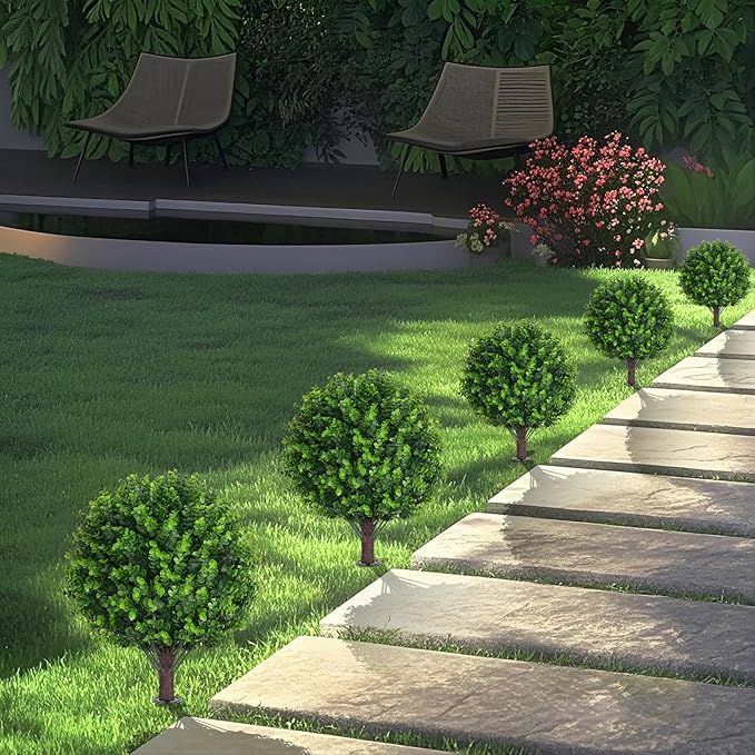 Artificial Topiary Tree with Eucalyptus, Fake Evergreen Tree - Image 5
