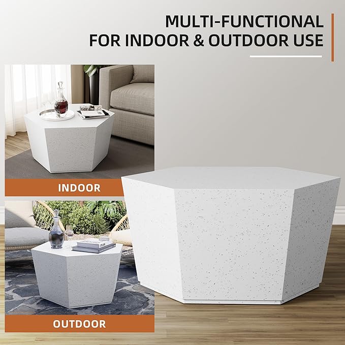 UPHA Outdoor Hexagon Coffee Table, Small Modern Minimalist Accent Tables - Image 4