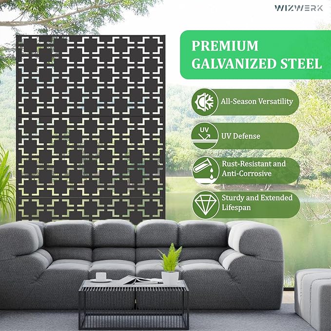 6FT Outdoor Metal Privacy Screen – Decorative Privacy Fence and Room/Garden - Image 2