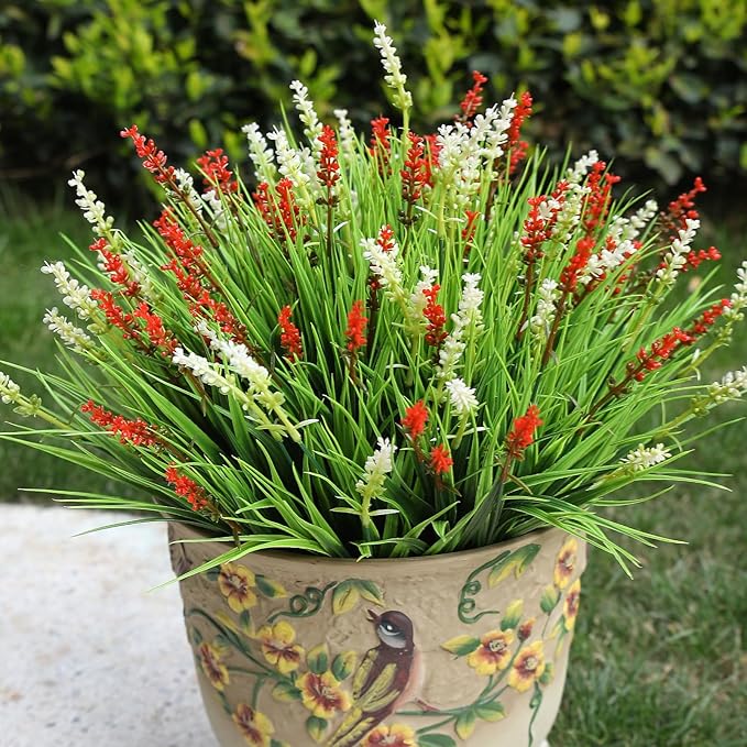 alyptus Artificial Flowers Outdoor 12 Bundles Fake Plants Outside Red Flower - Image 4