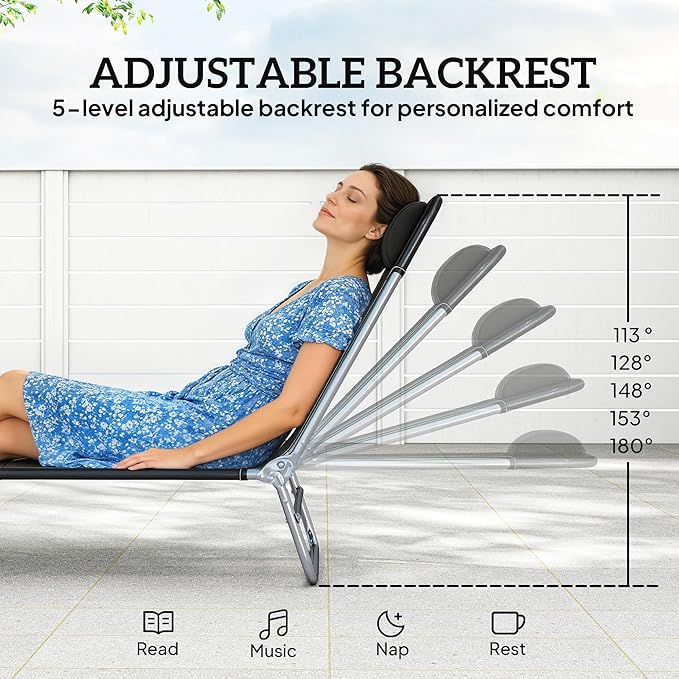 Outsunny 2 Piece Folding Chaise Lounge Chairs, Pool Sun Tanning Chairs - Image 3