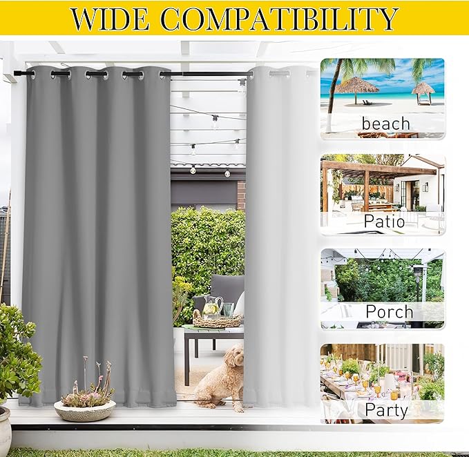 NICETOWN 2 Panels Weighted Outdoor Curtains - Image 6