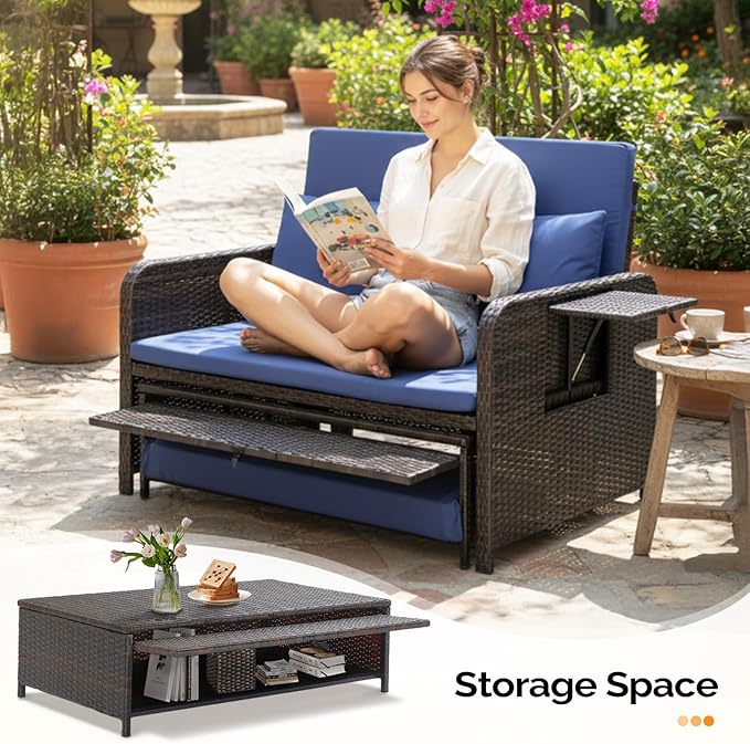 VINGLI Patio Daybed, Wicker Outdoor Daybed - Image 7
