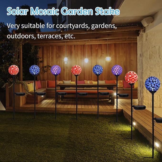 Afirst Solar Lights Outdoor Decorative Solar Mosaic Garden Stakes Decorative - Image 3