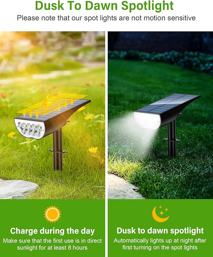 Solar Spot Lights Outdoor, Solar Lights Outdoor Waterproof IP65, 3 Brightness - Image 2