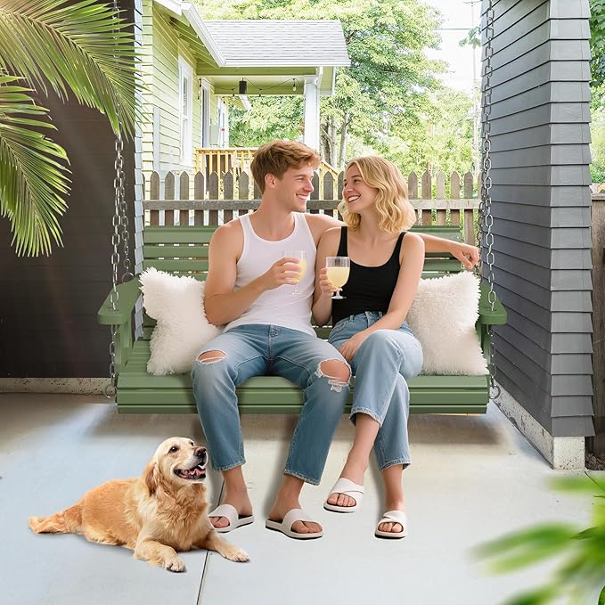 VINGLI Upgraded Patio Wooden Porch Swing - Image 5