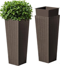 Devoko Resin Tall Planters for Outdoor Plants Set of 2, Large Taper Outdoor by DEVOKO
