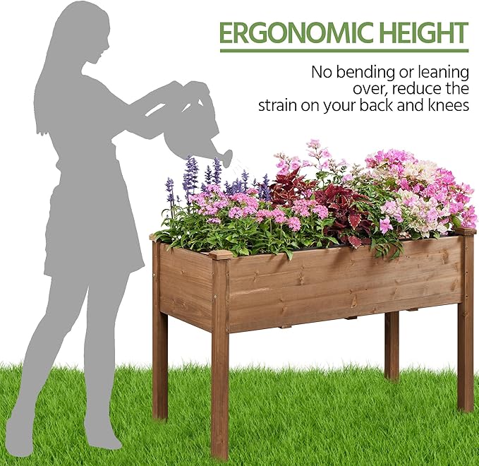 Yaheetech 2pcs Raised Garden Bed 48x24x30in Elevated Wooden Horticulture - Image 5