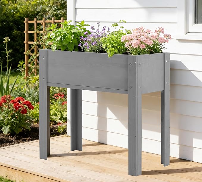 Raised Garden Bed with Legs, Outdoor Wood Elevated Planter Box, Thick Legs - Image 2