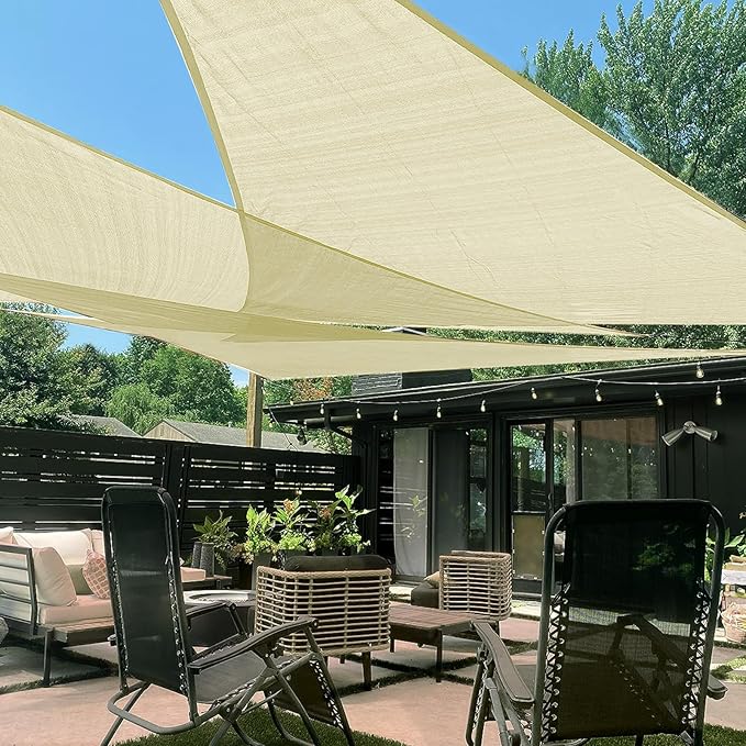 LOVE STORY Custom Size 12'x20'x23.3' Butter Cream Sun Shade Sail Right Triangle by LOVESTORY