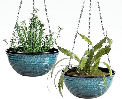 12 inch Hanging Planters for Indoor Outdoor Plants, 2 Pack Large Hanging Flower by Vanslogreen