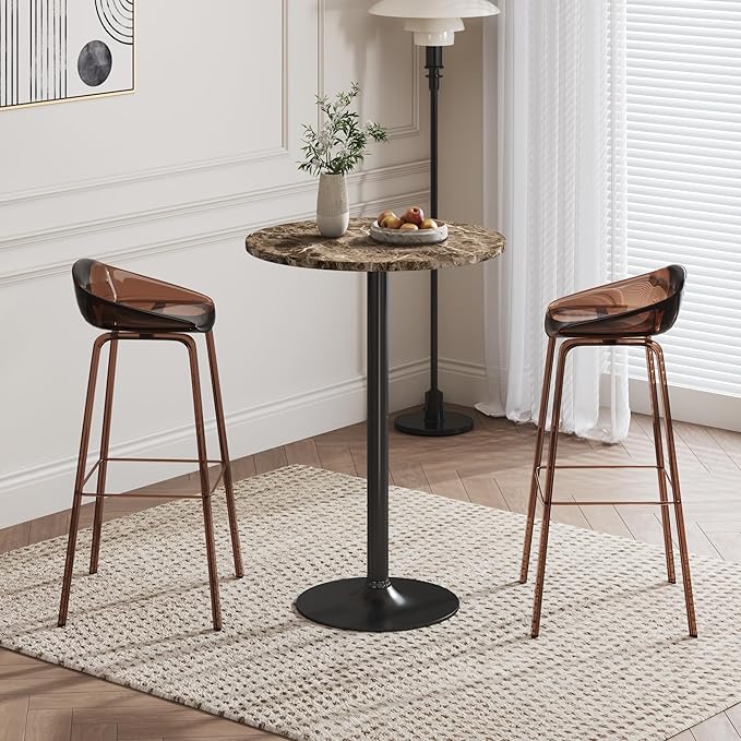 Flamaker Round Bistro Pub Table Modern Style Metal Base MDF Top Cocktail Bar - Image 8