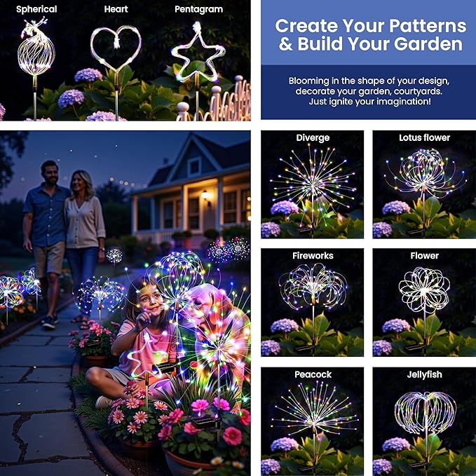Solar Lights Outdoor, 120LED 8pack Fairy Garden Lights Decor - Image 5