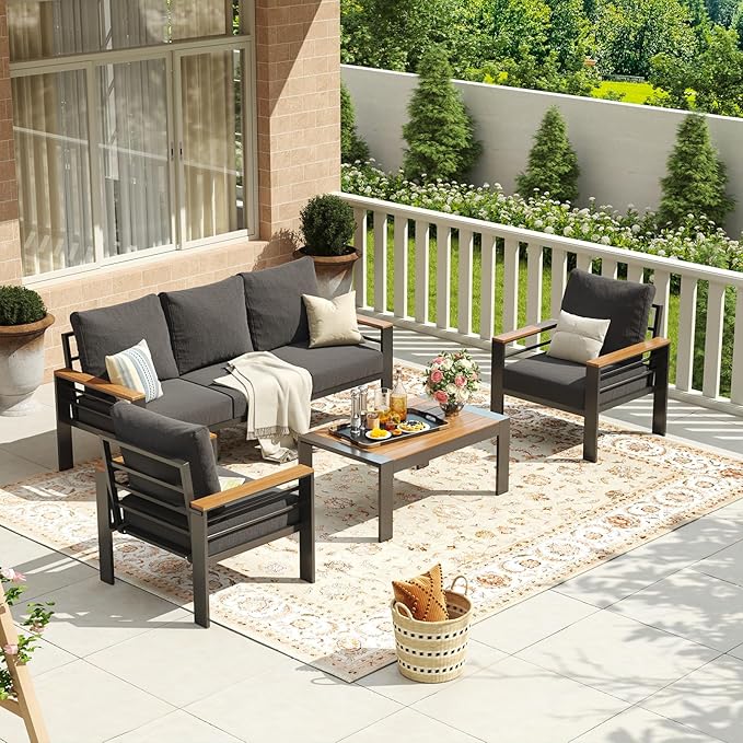 Aoxun Aluminum Patio Furniture Set 5 Seats, Oversized Outdoor Sectional - Image 4