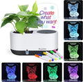 Self-Watering Plant Pot with LED Note Board & 7 Colors Pen, Led Acrylic Message by Dryades