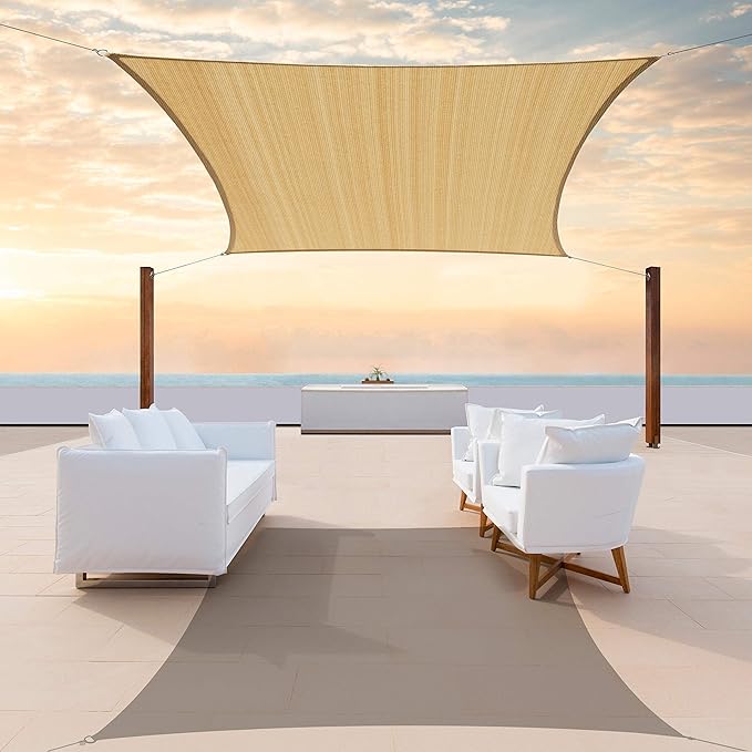 ColourTree TAPR1616 Custom Size 7' x 20' Sand Beige Sun Shade Sail Canopy UV by ColourTree