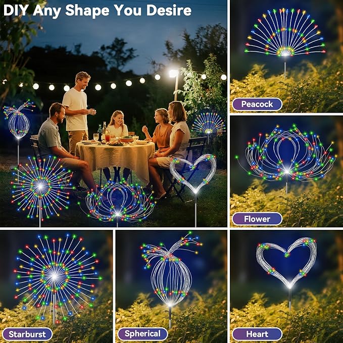 Garden Outdoor Lights, 4 Pack 120 LED Solar Garden Lights Fairy Lights Outdoor - Image 4