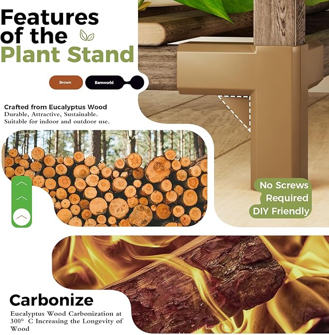 Bamworld Plant Stands with Grow Light Indoor 4 Sets Plant Shelves Outdoor - Image 7