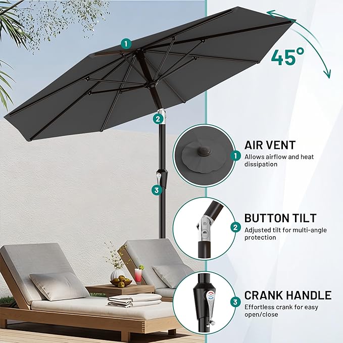 AreShark 9 FT Patio Umbrella for Outdoor, Outdoor Table Umbrella - Image 5