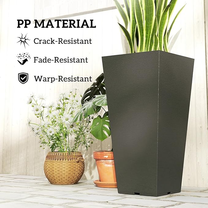 Outsunny 23 Inch Tall Planters for Outdoor Plants, Weather and UV Resistant - Image 5