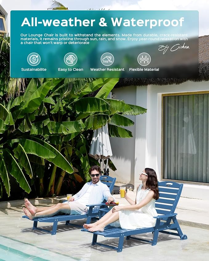 Outdoor Chaise Lounge Chair Set of 2, Patio Lounge Chairs - Image 8