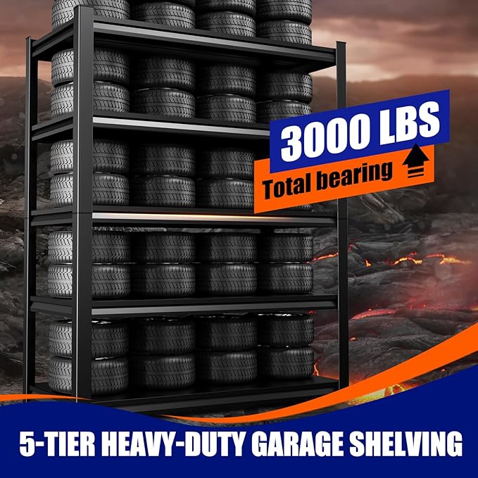 71"H-35"W Garage Shelving Heavy Duty Storage Shelves, Metal Adjustable Shelving - Image 4