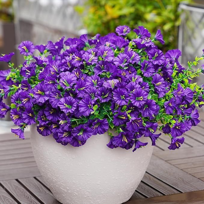 Artificial Flowers for Outdoors, UV Resistant Fake Silk Morning Glory, - Image 7